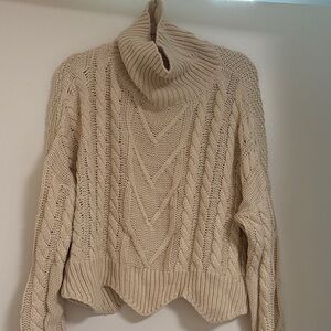 Call Me Cozy Cream Cable Knit Turtleneck Sweater